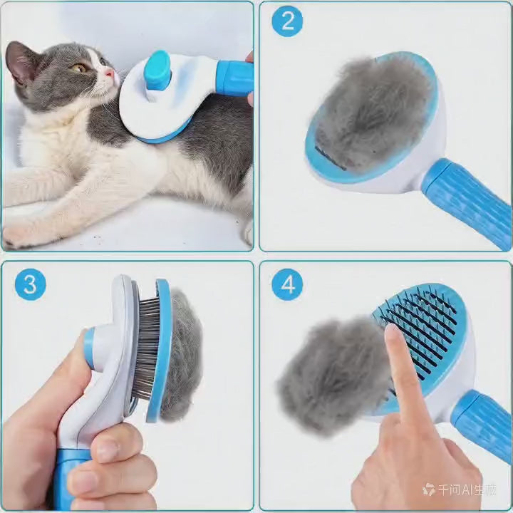 Self-Cleaning Pet Grooming Brush - Effortlessly Remove Loose Fur from Dogs & Cats